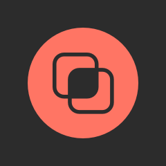 Overlay Fact Sheet logo - black background and an orange circule. 